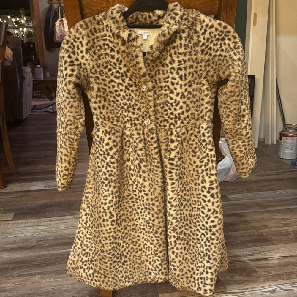 Tahari Leopard Print Kids Pea Coat